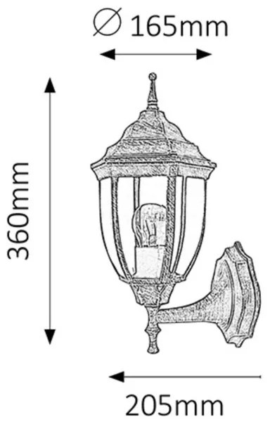 Rabalux 8452 - Vonkajšie nástenné svietidlo NIZZA 1xE27/60W/230V