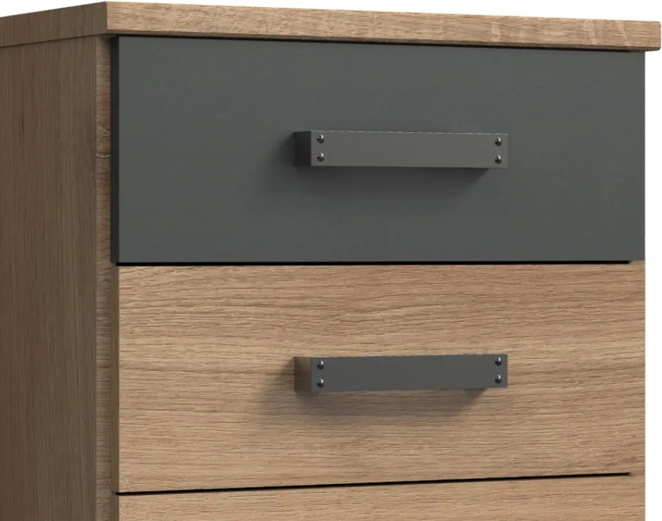 Úzka skrinka so zásuvkami Cork, 46 cm, doskový dub/grafit