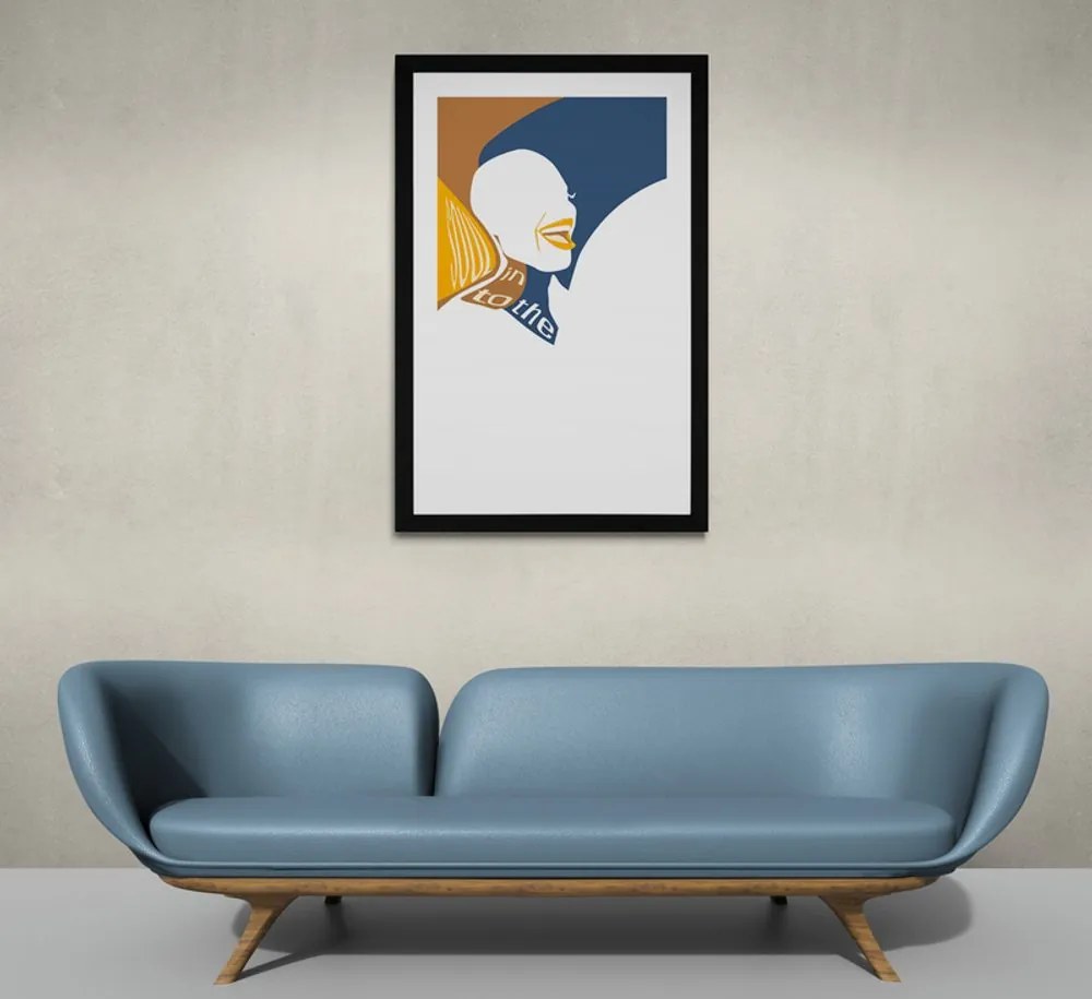 Plagát s paspartou silueta ženy s nápisom - 60x90 silver
