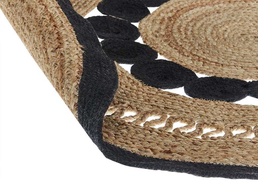Okrúhly jutový koberec ⌀ 120 cm béžová/čierna YOZGAT Beliani