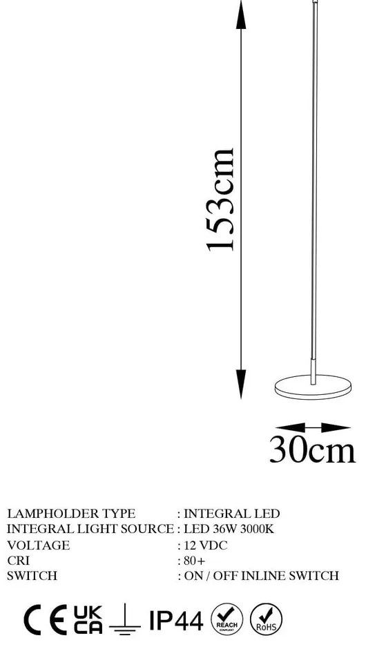 LED stojacia lampa v zlatej farbe (výška 153 cm) Sword – Opviq lights