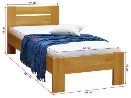 Jednolôžková posteľ AMBER 90x200 cm svetlý orech