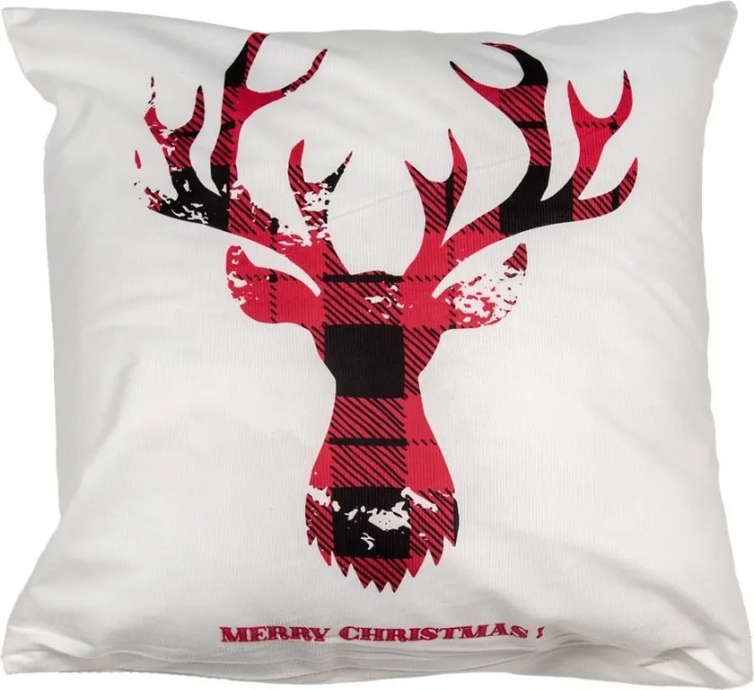 Biela obliečka na vankúš s jeleňom Merry Christmas - 45*45 cm