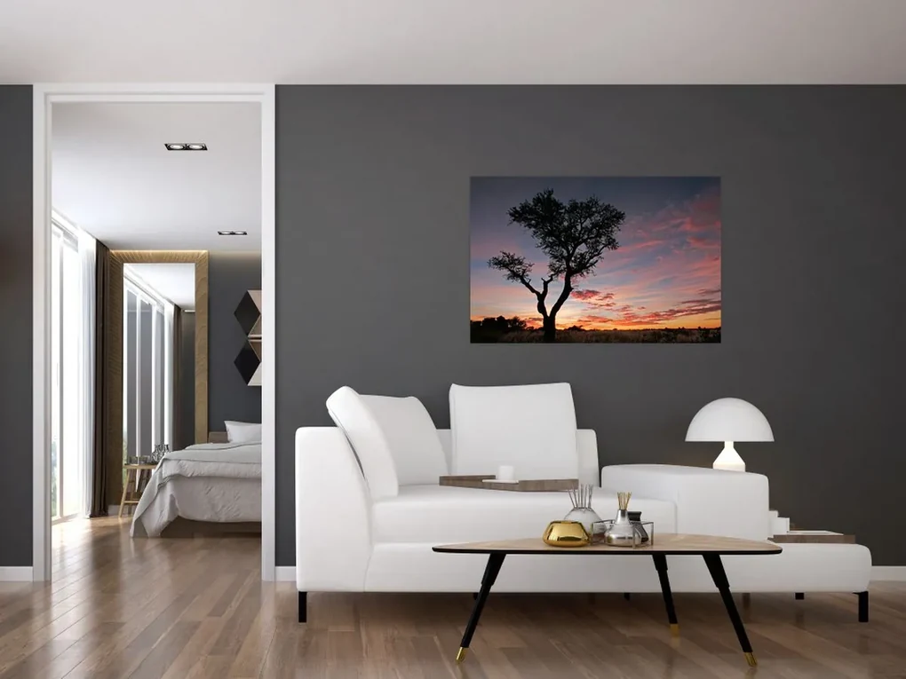 Obraz - Strom a červánky (90x60 cm)