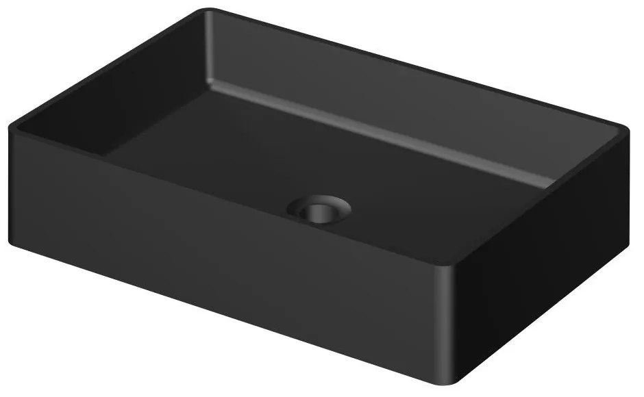 STEINBERG 440 obdĺžnikové umývadlo na dosku z kameňa Mineo, bez otvoru, bez prepadu, 600 x 400 mm, matná čierna, 4407110S