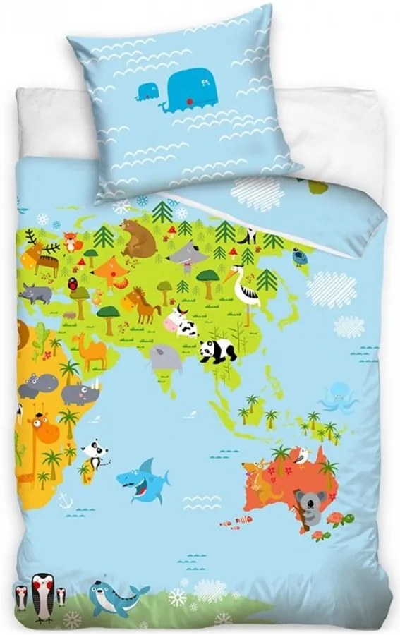 Obojstranné posteľné obliečky Atlas sveta - 100% bavlna Renforcé - 70 x 90 cm + 140 x 200 cm