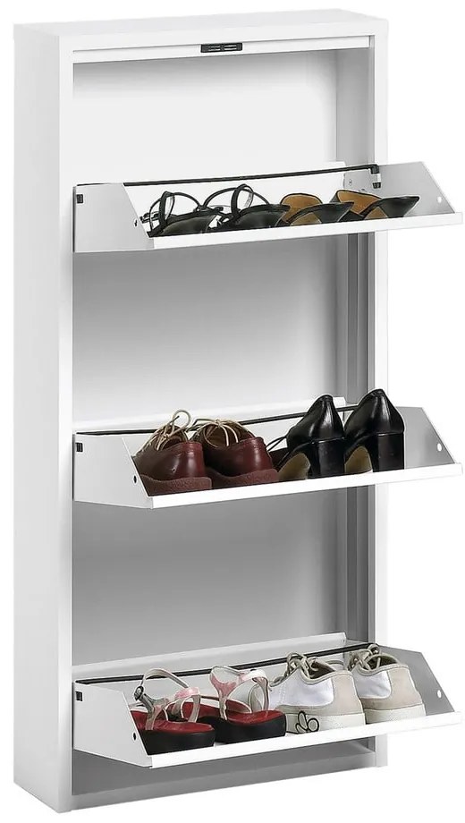 Biela kovová výklopná skrinka na topánky 50x103x15 cm Ode – Kave Home