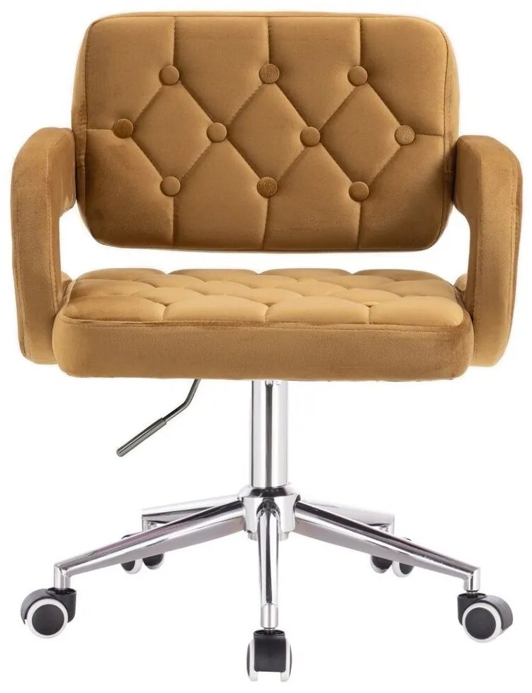 LuxuryForm DESIGN Kreslo ADRIA VELUR na striebornej podstave s kolieskami - medové