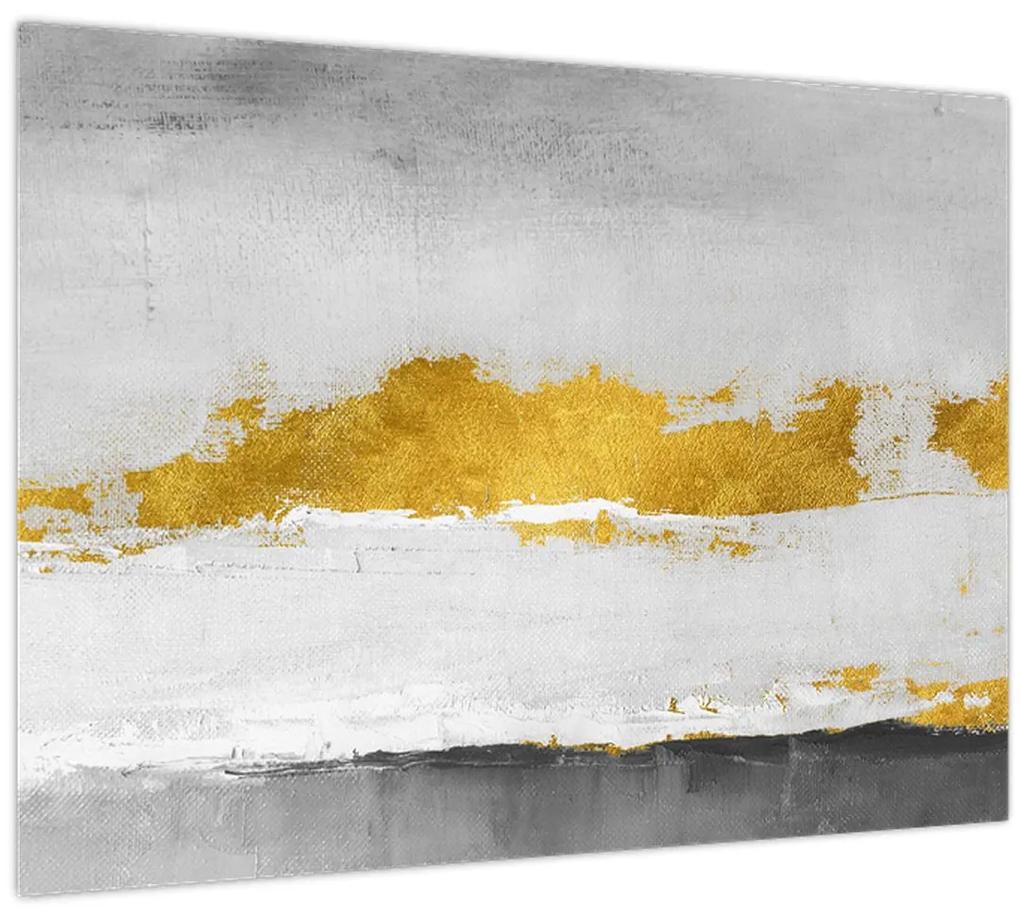 Obraz - Zlaté a šedé ťahy (70x50 cm)