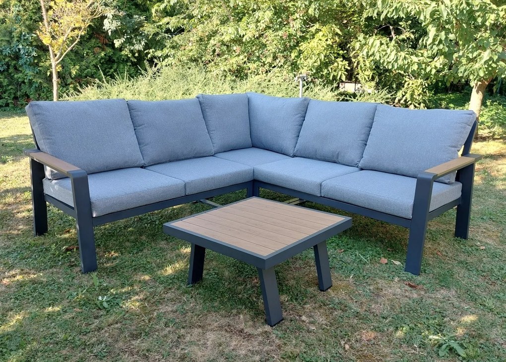 Rohová sedacia súprava EMOT antracit WPC