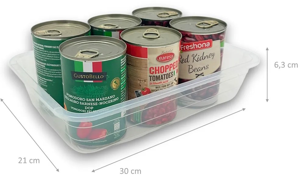 Plochý transparentný box bez veka, miska, M - 30x21x6,3 cm BOWL