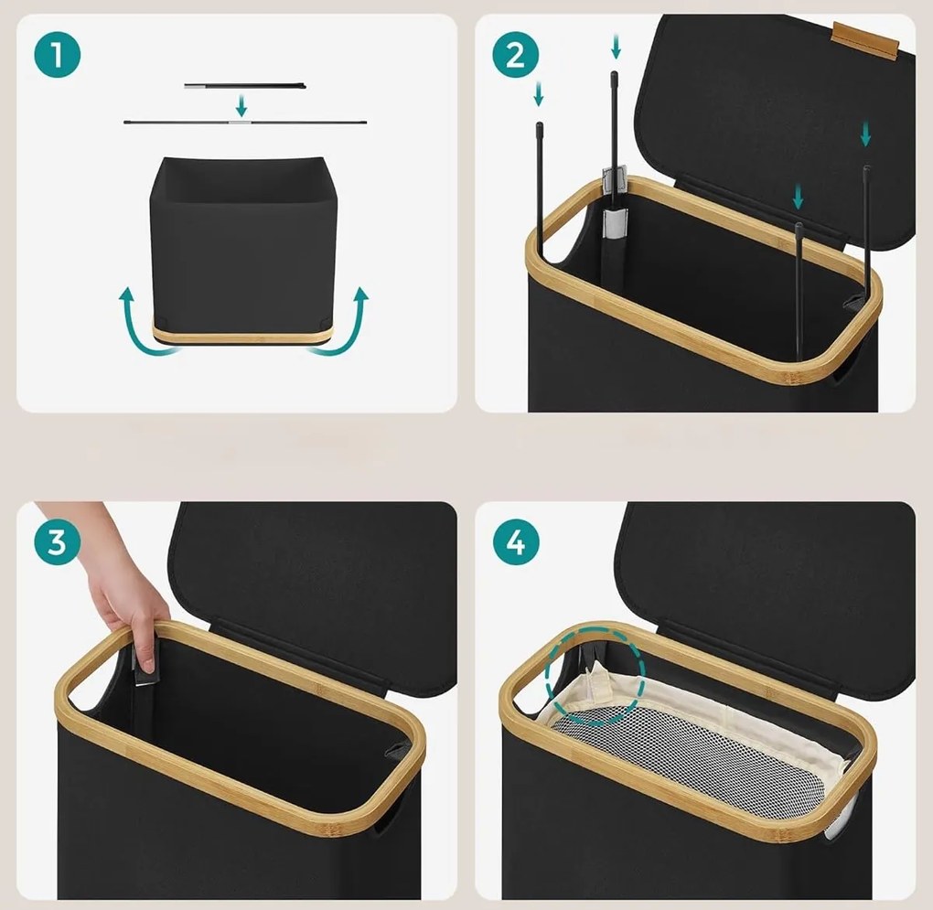 Koš na prádlo Leslie 65 L černý