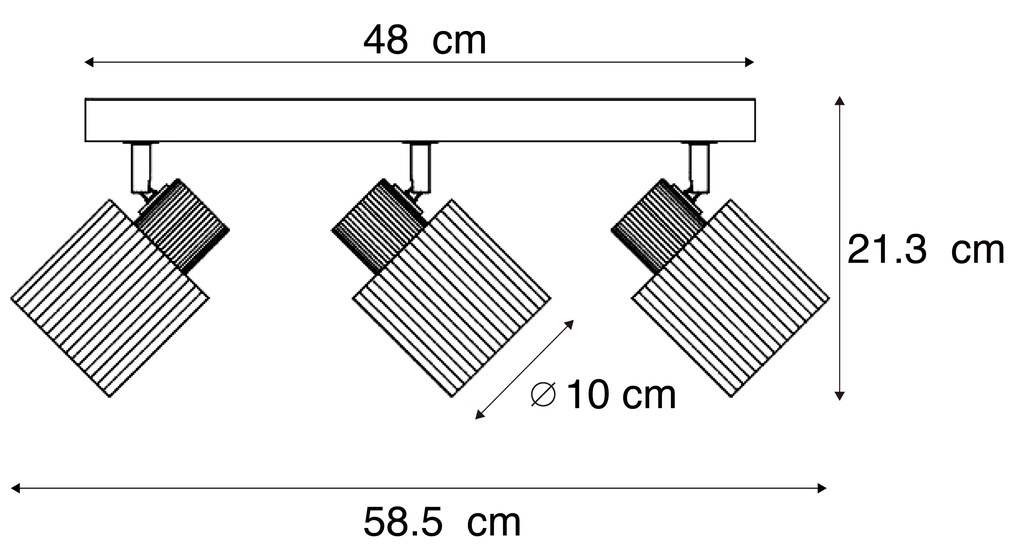 Moderné bodové svietidlo drevené s dymovým sklom 3-svetlá otočné a naklápacie - Gracy