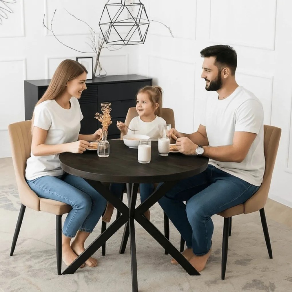 PROXIMA.store - Okrúhly rozkladací stôl LUGO FARBA: čierna, FARBA NÔH: orech