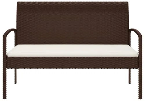 vidaXL Záhradná lavička s vankúšmi hnedá 105 cm polyratan-