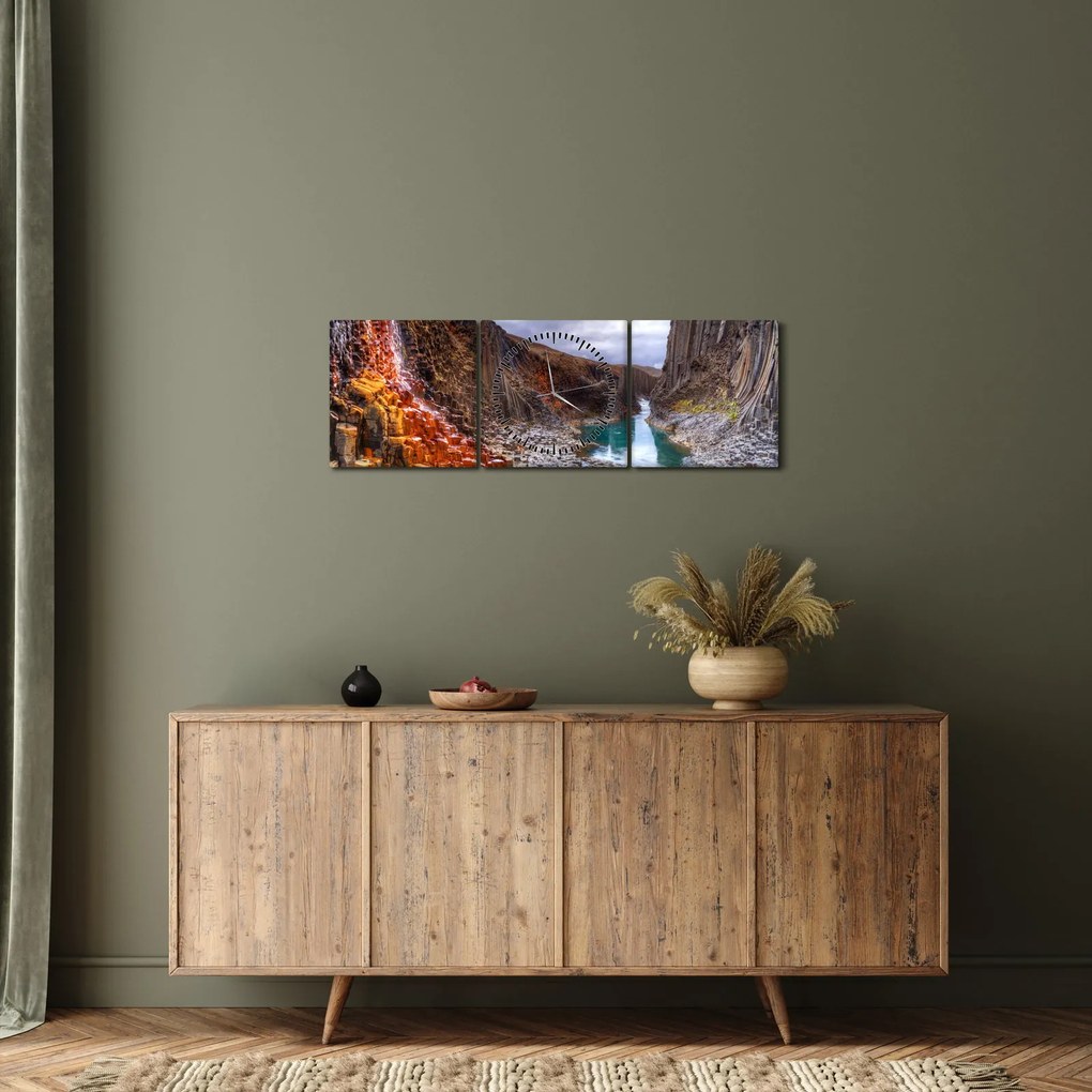 Obraz - kaňon Studlagil (s hodinami) (90x30 cm)