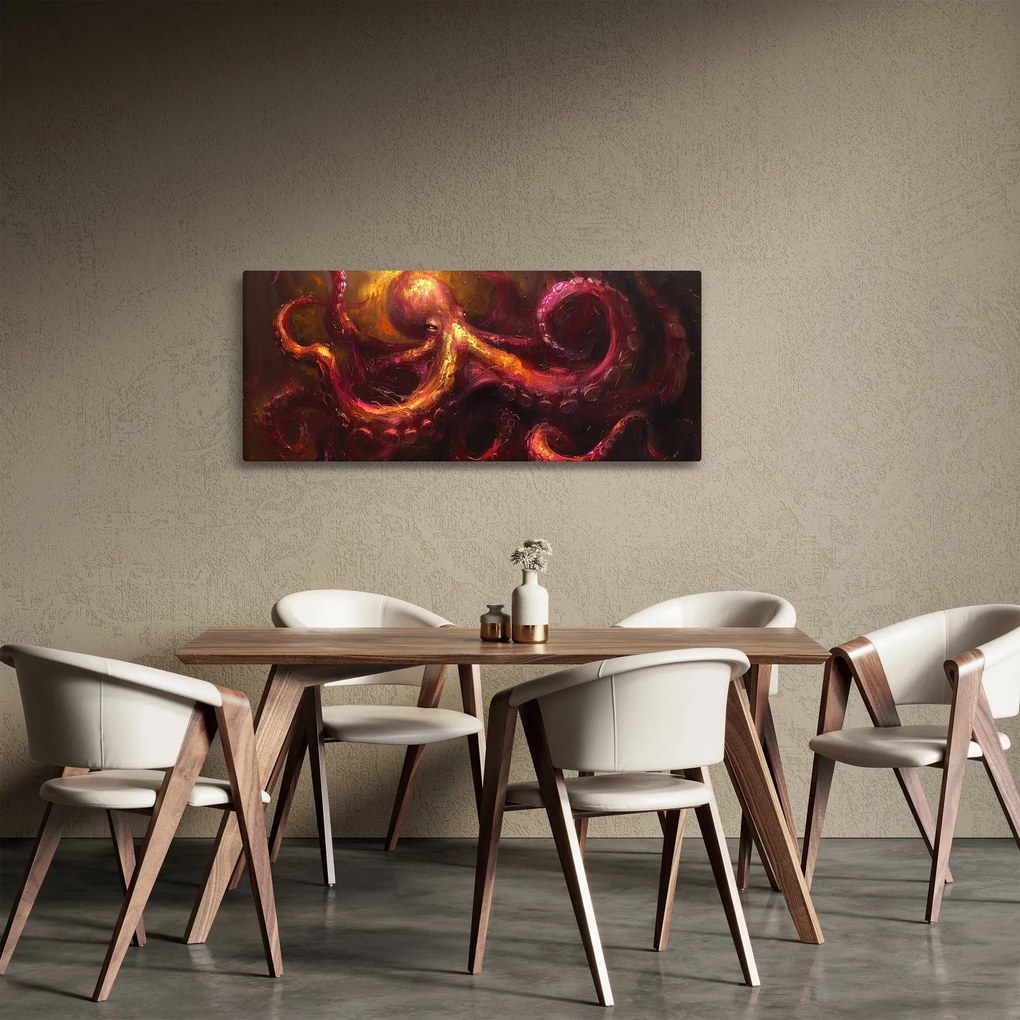 Obraz - Chobotnica, olejomaľba (120x50 cm)