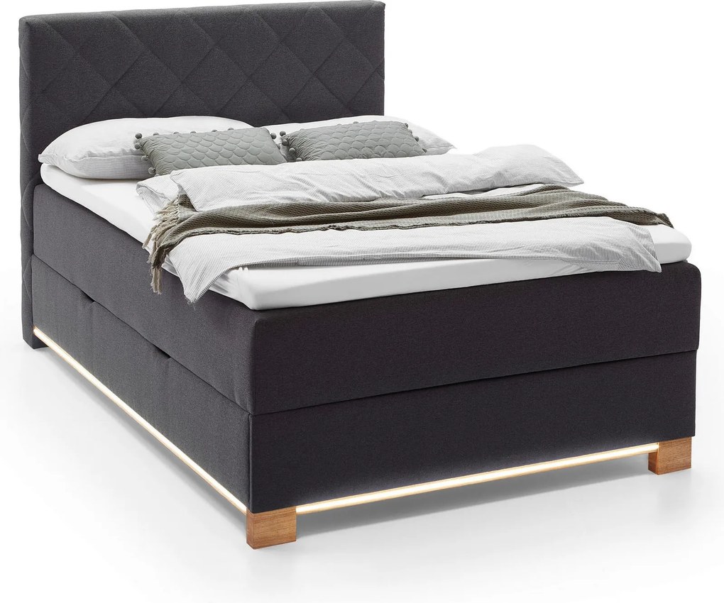 XXXLutz BOXSPRINGOVÁ POSTEĽ, 140/200 cm antracitová Xora - Postele - 000101010801