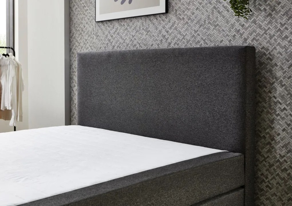 Posteľ boxspring Aston 140x200 cm, antracitovo šedá látka