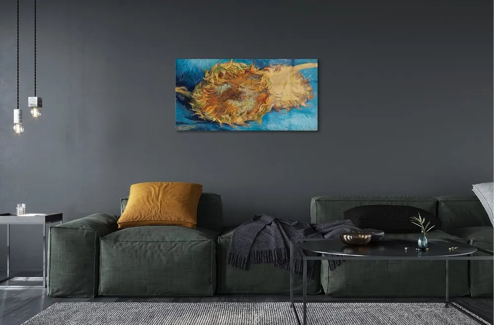 Obraz na skle Umenie kvety slnečnica 120x60 cm