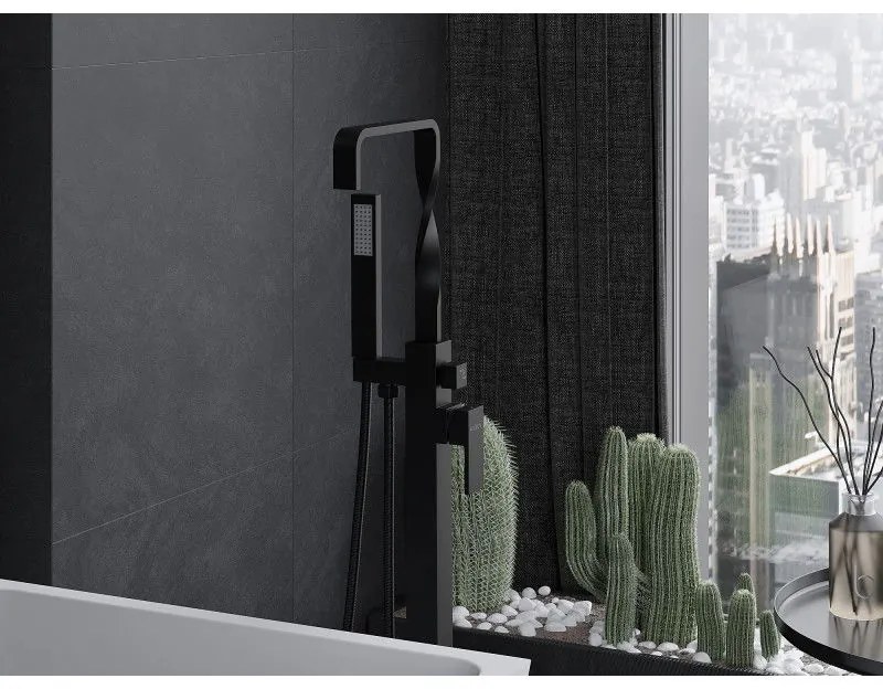 Mexen Avila, voľnostojaca vaňová batéria, čierna, 75833-70