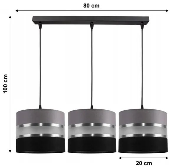 Luster na lanku CORAL 3xE27/60W/230V čiernošedá
