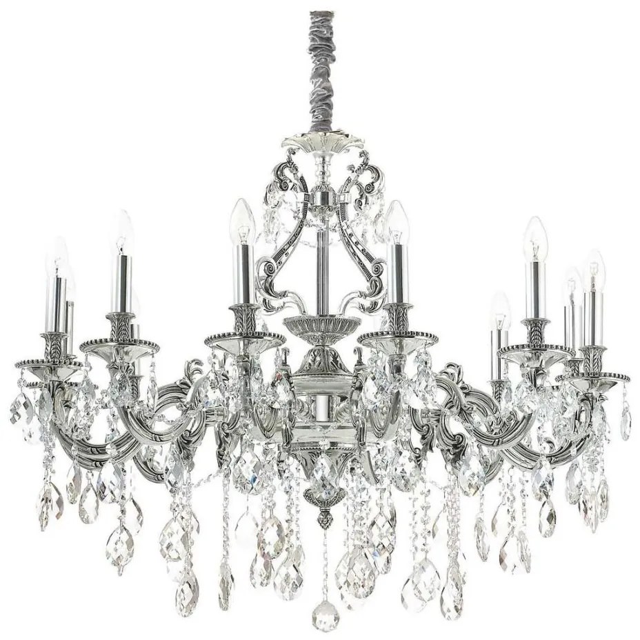 Ideal Lux-Krištáľový luster na reťazi GIOCONDA 12xE14/40W/230V pr. 90 cm strieborná