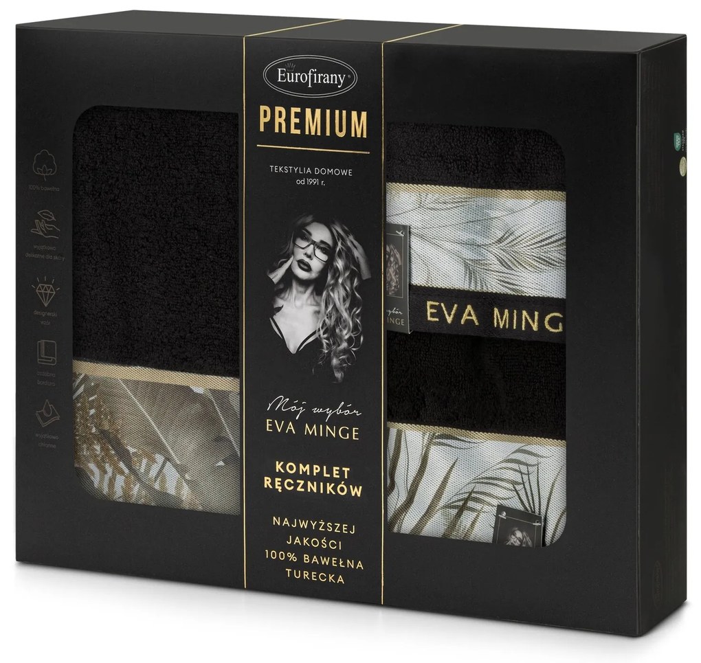 FROTÉ UTERÁK EVA MINGE17 SADA 1KS 30X50 CM, 1KS 50X90 CM, 1KS 70X140 CM ČIERNA