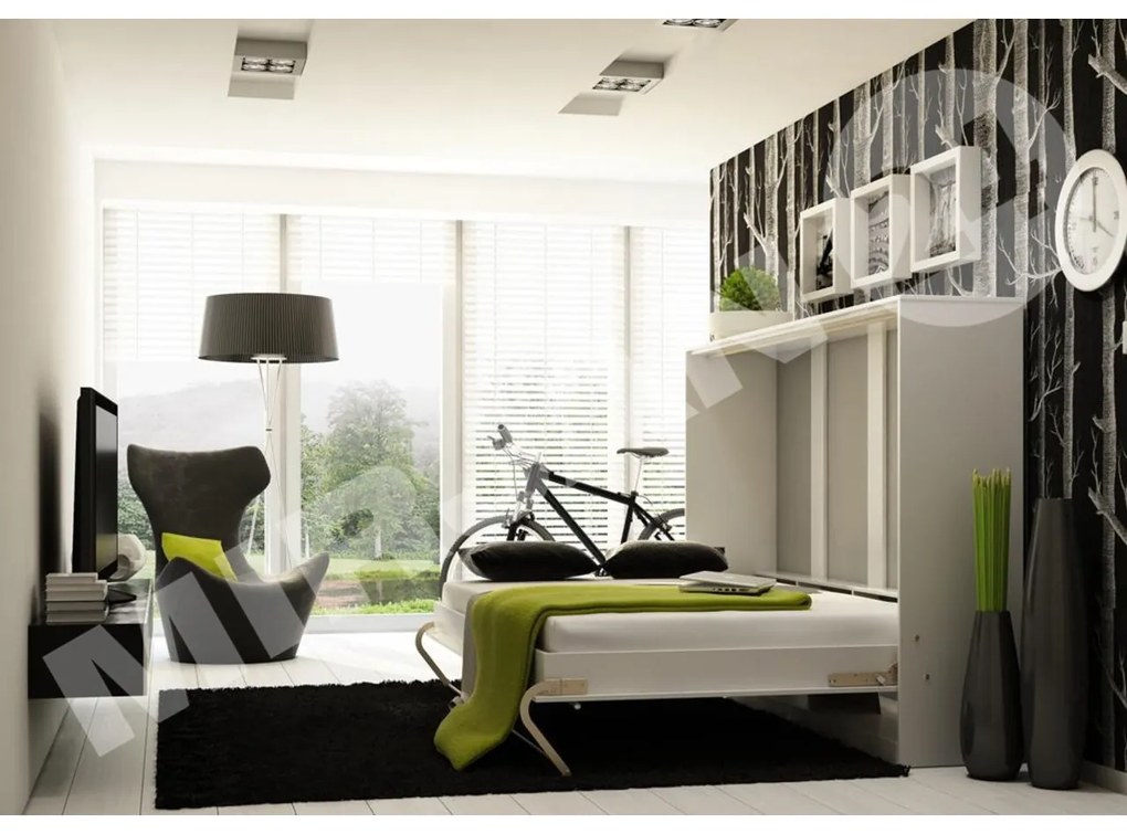 Skladacia posteľ Concord Pro II, Farby: biely / biely lesk, Rozmer postele: 90x200