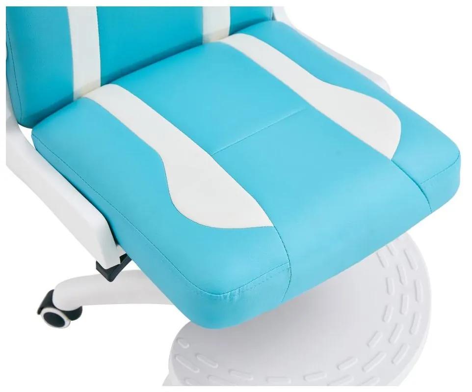 Tempo Kondela Otočná stolička s podnožou, modrá/biela, RAMIL