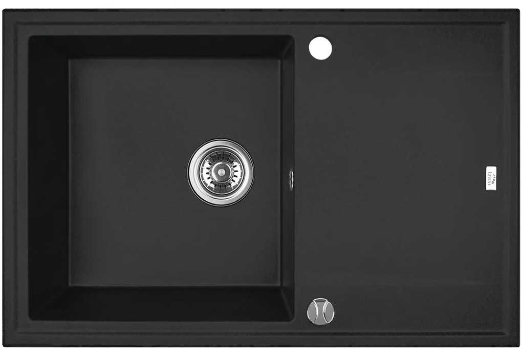 Laveo Megalo, 1-komorový granitový drez 780x500x185 mm, čierna, LAV-SBE_711B