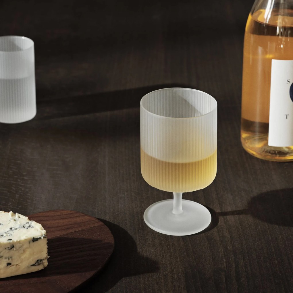 Ferm Living Pohár na víno Ripple Frosted 270 ml – set 2 ks