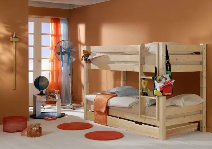 MAXMAX Detská poschodová posteľ Barca PLUS 200x90 cm so zásuvkami - prírodná