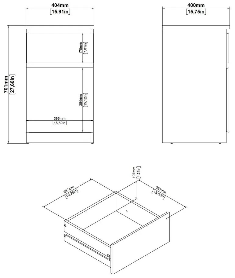 Nočný stolík v prírodnej farbe Naia – Tvilum
