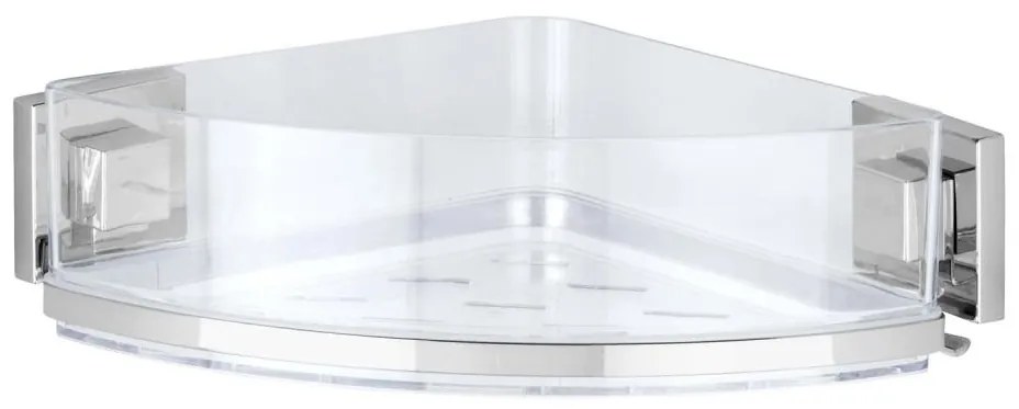WENKO 22686100-Rohová polica VACUUM-LOC QUADRO ED 28x19,5 cm strieborná/priehľadná