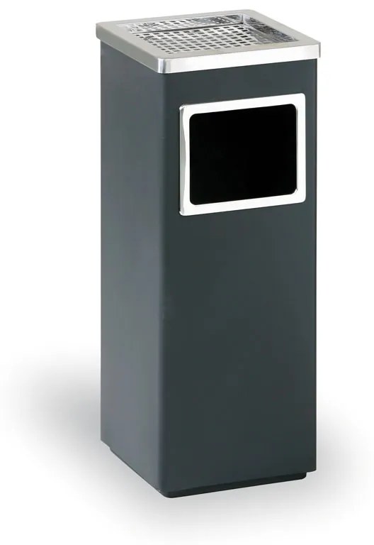 Odpadkový kôš s popolníkom, 240 x 240 x 600 mm, čierna / nerez