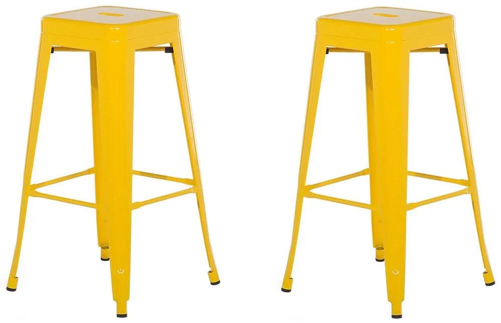 Sada 2 oceľových barových stoličiek 76 cm žltá CABRILLO Beliani