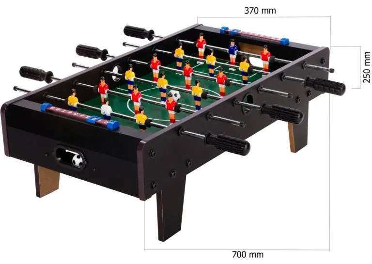 GamesPlanet® 43251 Mini stolný futbal s nožičkami 70 x 37 x 25 cm, čierny