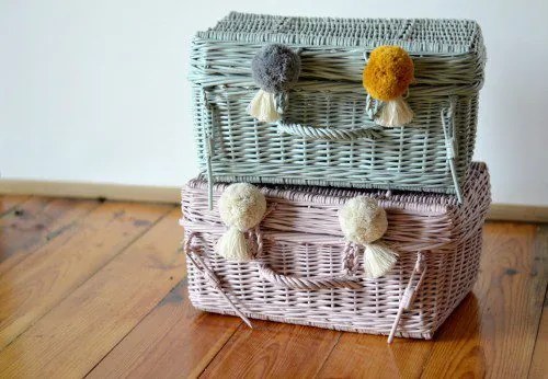 Prútený kufrík - mätová