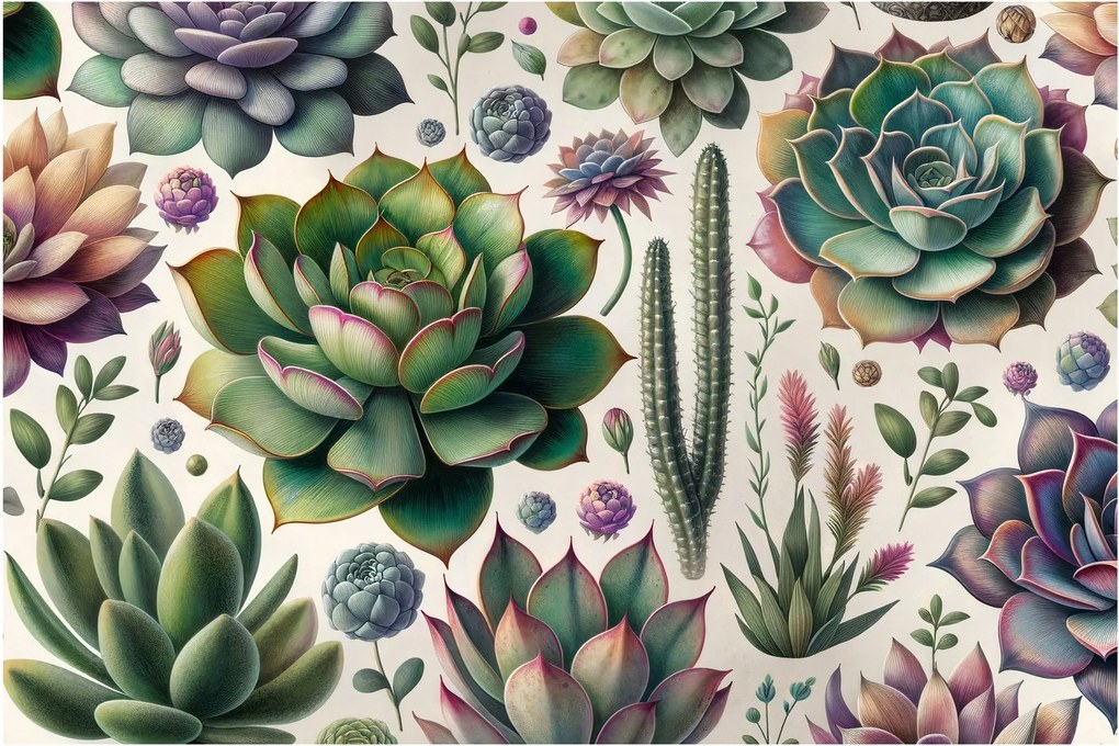 Obraz - Sukulenty (90x60 cm)