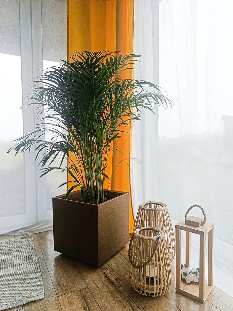 PLASTOVÝ KVETINÁČ NA KOLIESKACH BETONIQUE ECO 40X40 CM DREVENÝ DEKOR HNEDÁ