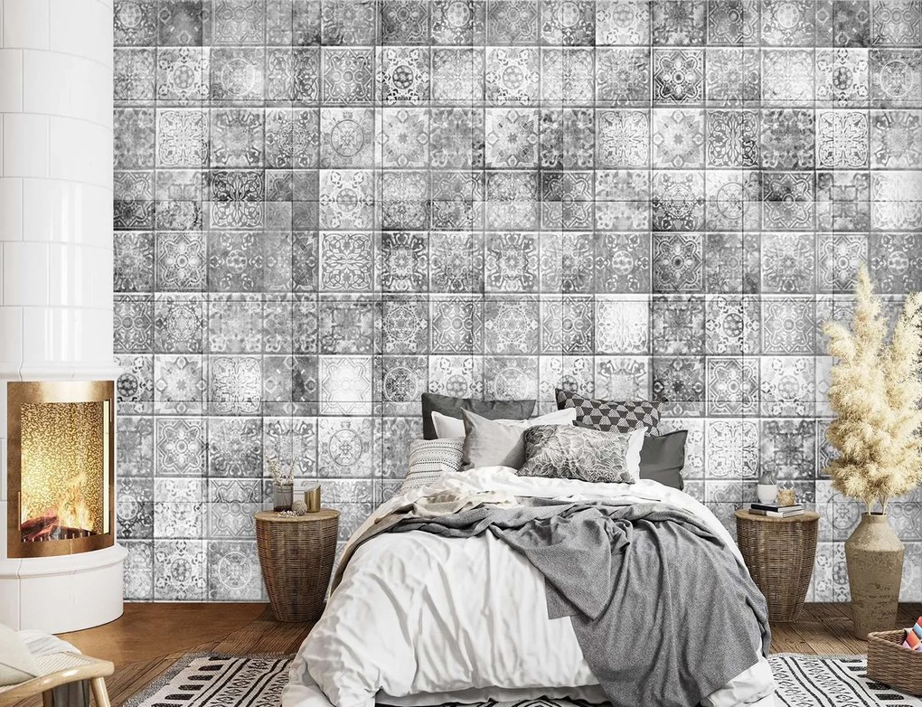 Gario Fototapeta Sivé dlaždice, marocká mozaika s orientálnym vzorom Materiál: Vliesová, Rozmery: 200 x 140 cm