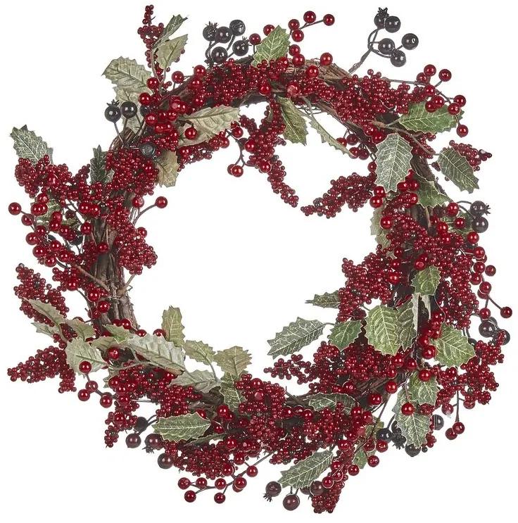 Vianočný veniec ⌀ 40 cm červený PUROL Beliani