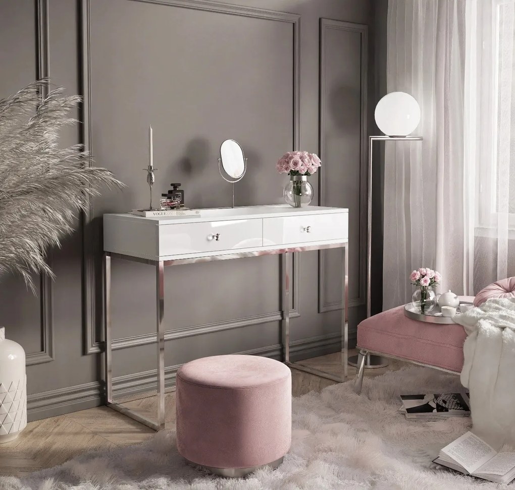 KONZOLA EDWARD BIELA LESKLÁ / CHRÓMOVÝ PODSTAVEC KRYŠTÁL