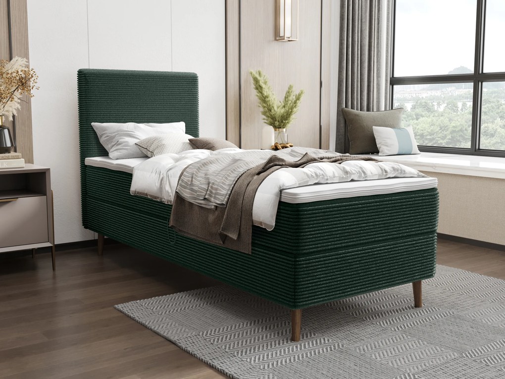 Jednolôžková posteľ 90 cm Napoli Bonell (zelená) (s roštom, s úl. priestorom). Vlastná spoľahlivá doprava až k Vám domov. 1082426