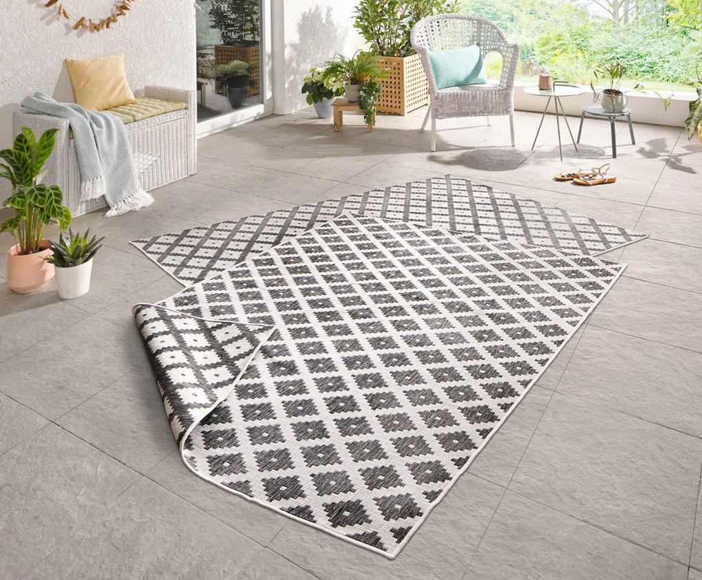 NORTHRUGS - Hanse Home koberce Kusový koberec Twin-Wendeteppiche 103126 grau creme – na von aj na doma - 80x150 cm