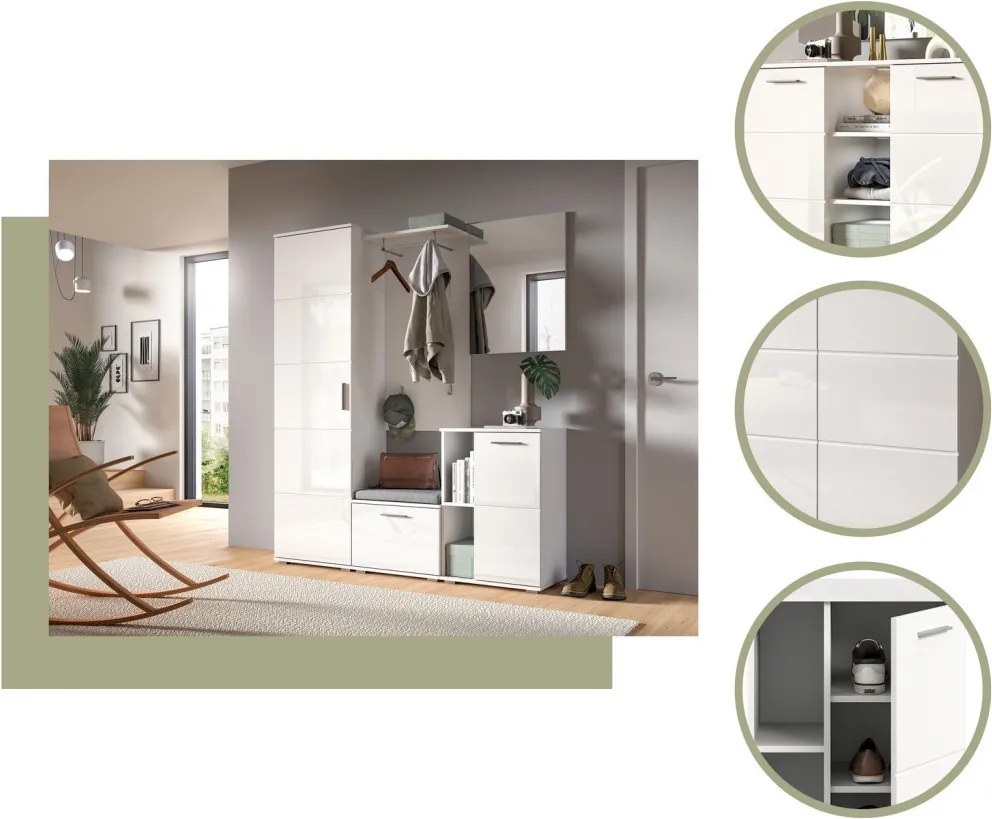 Nástenný šatníkový panel Prego, 55 cm, biely