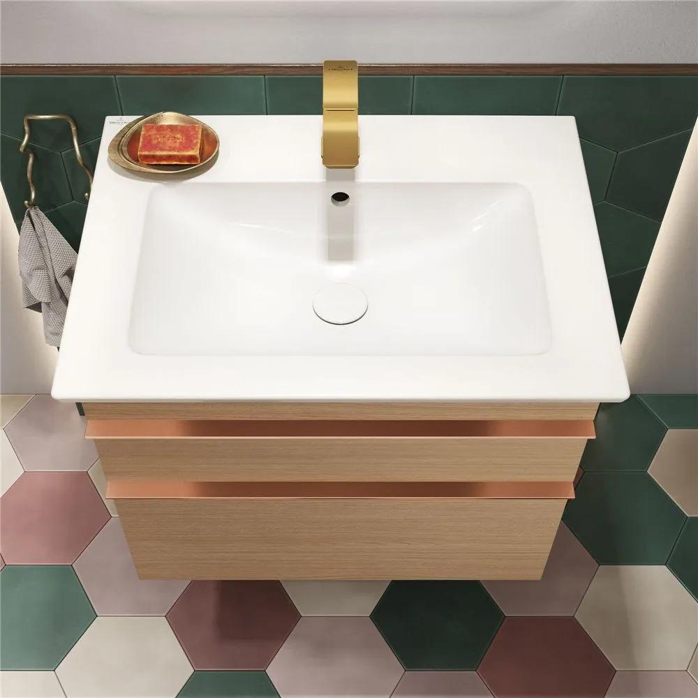 VILLEROY &amp; BOCH Venticello závesné umývadlo s otvorom, s prepadom, 650 x 500 mm, biela alpská, s povrchom CeramicPlus, 412465R1
