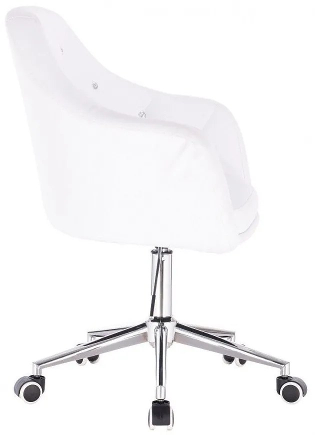 LuxuryForm DESIGN Kreslo ROMA na striebornej podstave s kolieskami - biele