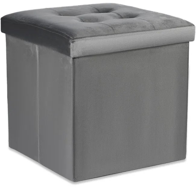 Skladacia taburetka L zamatová, sivá